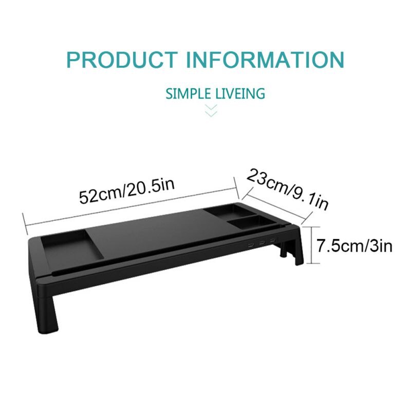Computer desk, multi-function computer monitor stand, with 2+3 USB ports, ergonomic , removable, home office artifact