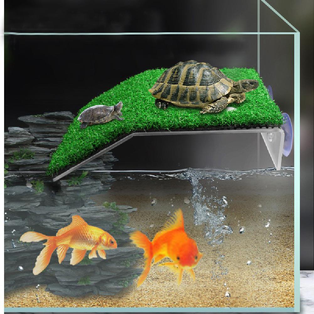 Valset kæledyr simulere græsplæner basking platform legetøj til skildpadde krybdyr akvariedekoration