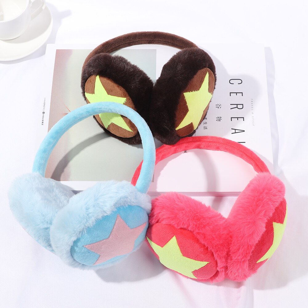 Pluizige Oorbeschermers Herfst Winter Warm Comfortabele Warm Oorklep Vrouwen Mannen Outdoor Skiën Fietsen Rijden Oorbeschermers Ster Oorwarmers