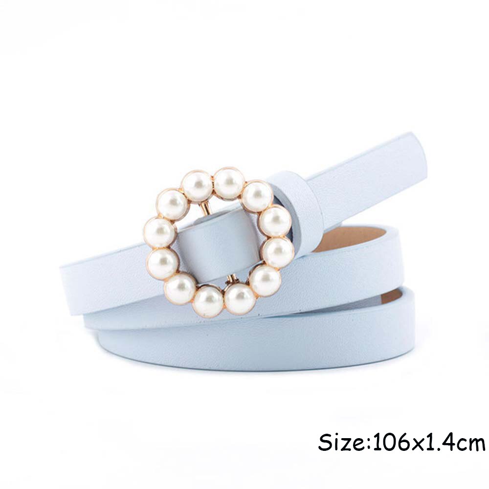 1pc Frauen Perlen Perlen O-Ring Schnalle Gürtel PU Taille Gürtel Für Dame Kleid Kleidung Zubehör Schwarz Leder luxus Bund: 4