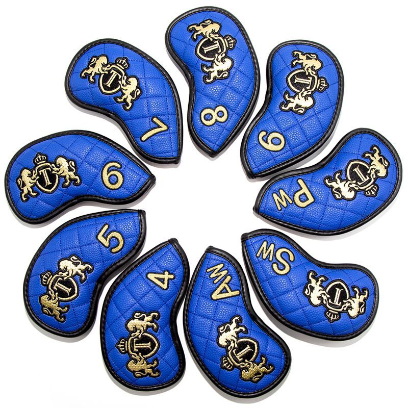 4 färg golfklubba järnskydd huvudskydd golf järn huvudskydd golfklubba järn headovers kilar täcker 9 st/set: Djupblå