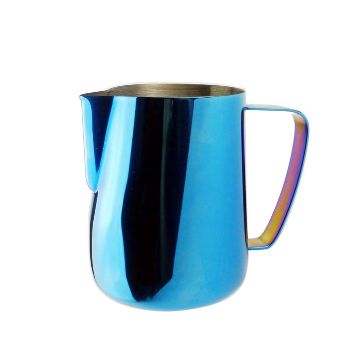 Stainless Steel Frothing Pitcher Pull Flower Cup Coffee Milk Frother Latte Art Milk Foam Tool Coffeware Milk Frothing Jug: Blue / 350ml