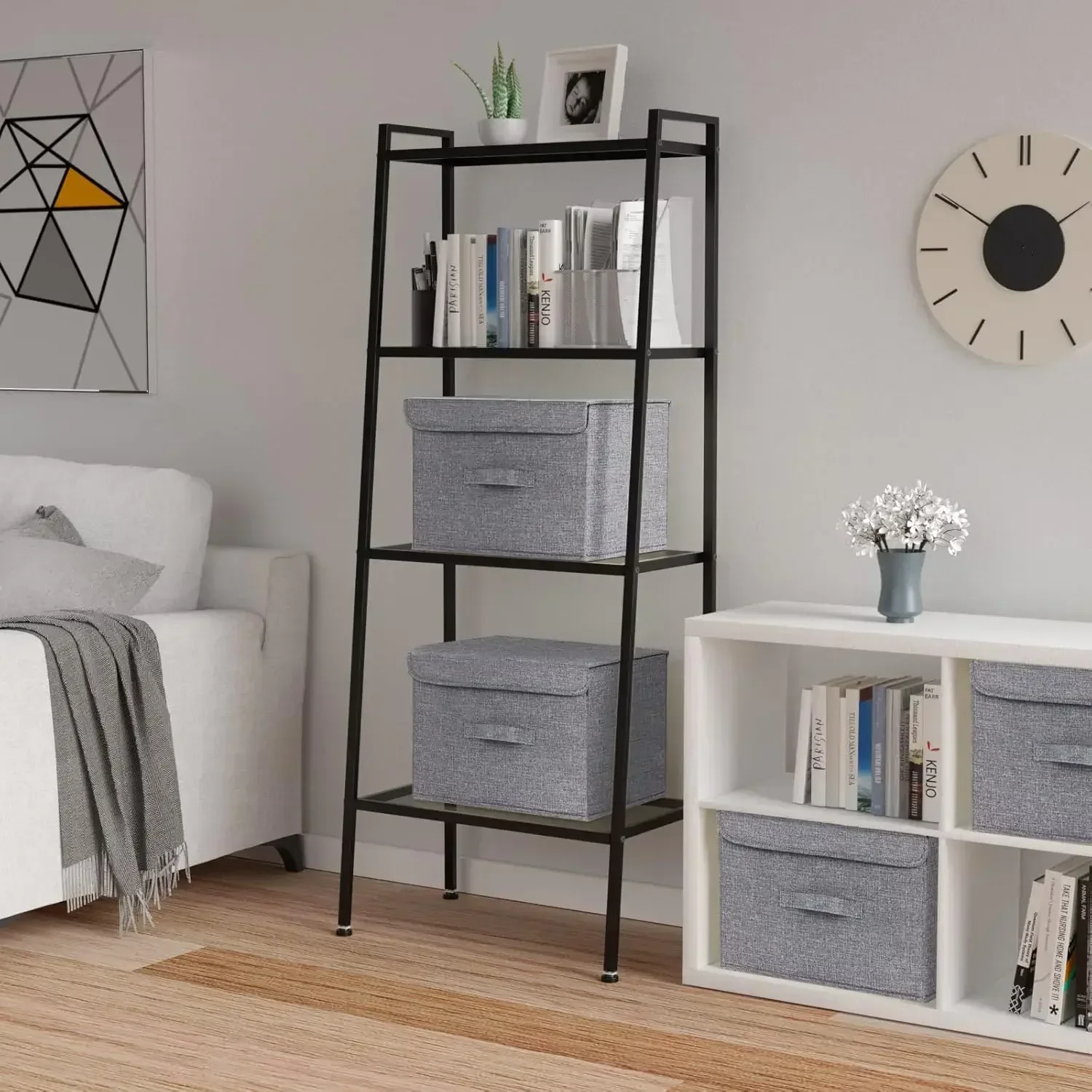 Große Schrank-Organizer-Boxen mit Deckeln Zusammenklappbare Dekorative Aufbewahrungsboxen Stoffbehälter für Wohnzimmer, Studentenwohnheim, Kinderzimmer