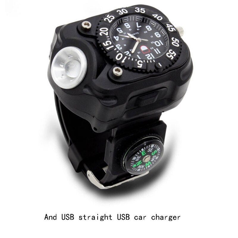 Wrist Light LED 200 Lumen Bright IPX7 Waterproof USB Rechargeable Watch Flashlight Torch Lights For Car: C