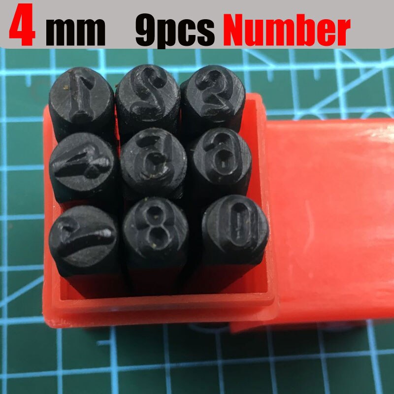 Matrice en acier En Métal Estampage kit Outil de Poinçon Numéro Lettre Alphabet Timbres Outils BIJOUX À BRICOLER SOI-MÊME En Métal Argenté Or En Cuir LOGO TIMBRE: 4mm Number