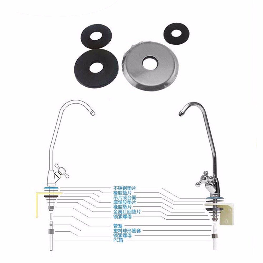 1/4 "omvendt osmosesystem rustfritt stål ro drikkevann filter kran kran med tilbehør
