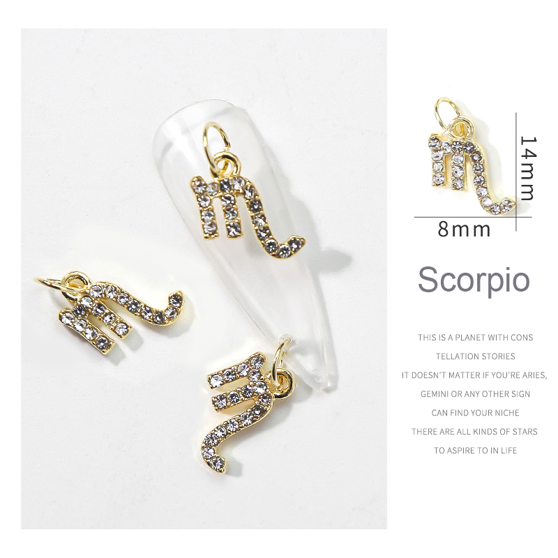 12 Personal Zodiac Nail Piercing Charm Star Sign Trendy Dangle Pendants Constellation Hoop Unique Heart Nail Pendants Charm 10pc: Scorpio
