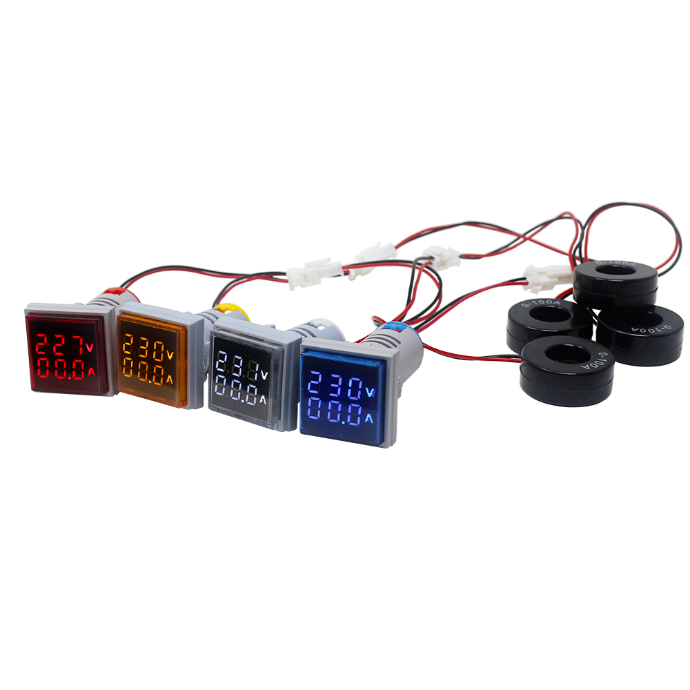 AC 22mm 60-500V 0-100A Digitale Voltmeter Ampèremeter, LED Dual Display Voltage Current Meter Verschillende kleurendisplay (rood