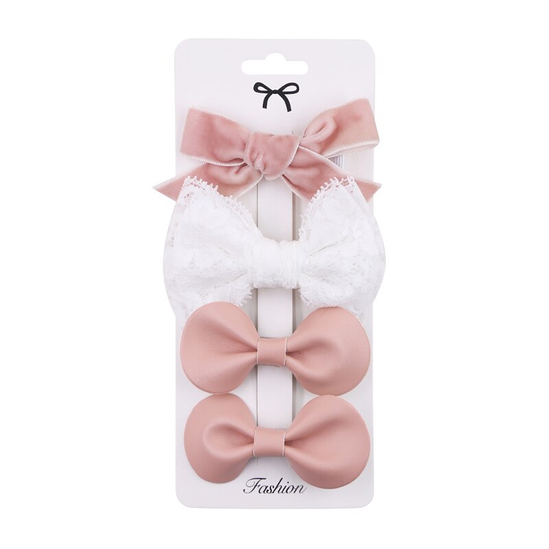 Baby Bogen Haarnadel Mädchen Haar Clip Baumwolle Spitze Barette Für freundlicher Headwear Säuglings Blumen Karierten Clips Babys Nette Zubehör 3/4Stck: 11