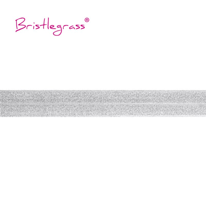 Bristlegrass 5 Yard 3/4 &quot;20Mm Zilveren Glitter Foe Vouw Over Elastiek Spandex Bands Tape Pols Haar Tie Hoofdband jurk Naaien Trim: White