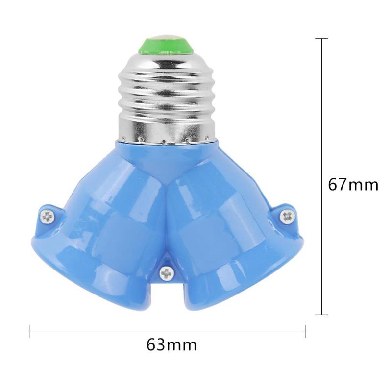 2 In 1 Double E27 Socket Base Bulb Extender Splitter Contact Adapter Converter Plug Halogen Lamp Bulb Holder Copper Fireproof: Blue