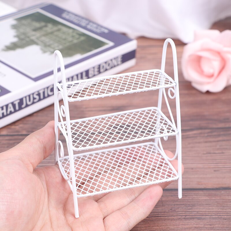 1Pc 1:12 Dollhouse Wood Plastic Metal Shelf Flower Stand Mini Doll House Furniture Model Simulation Furniture Accessories