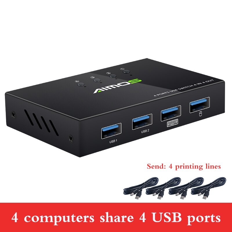 USB 2.0 KVM Switch Adapter Box Hub Sharing Switch Box 4 USB Port Sharing USB Devices For Keyboard Mouse Printer Scanner