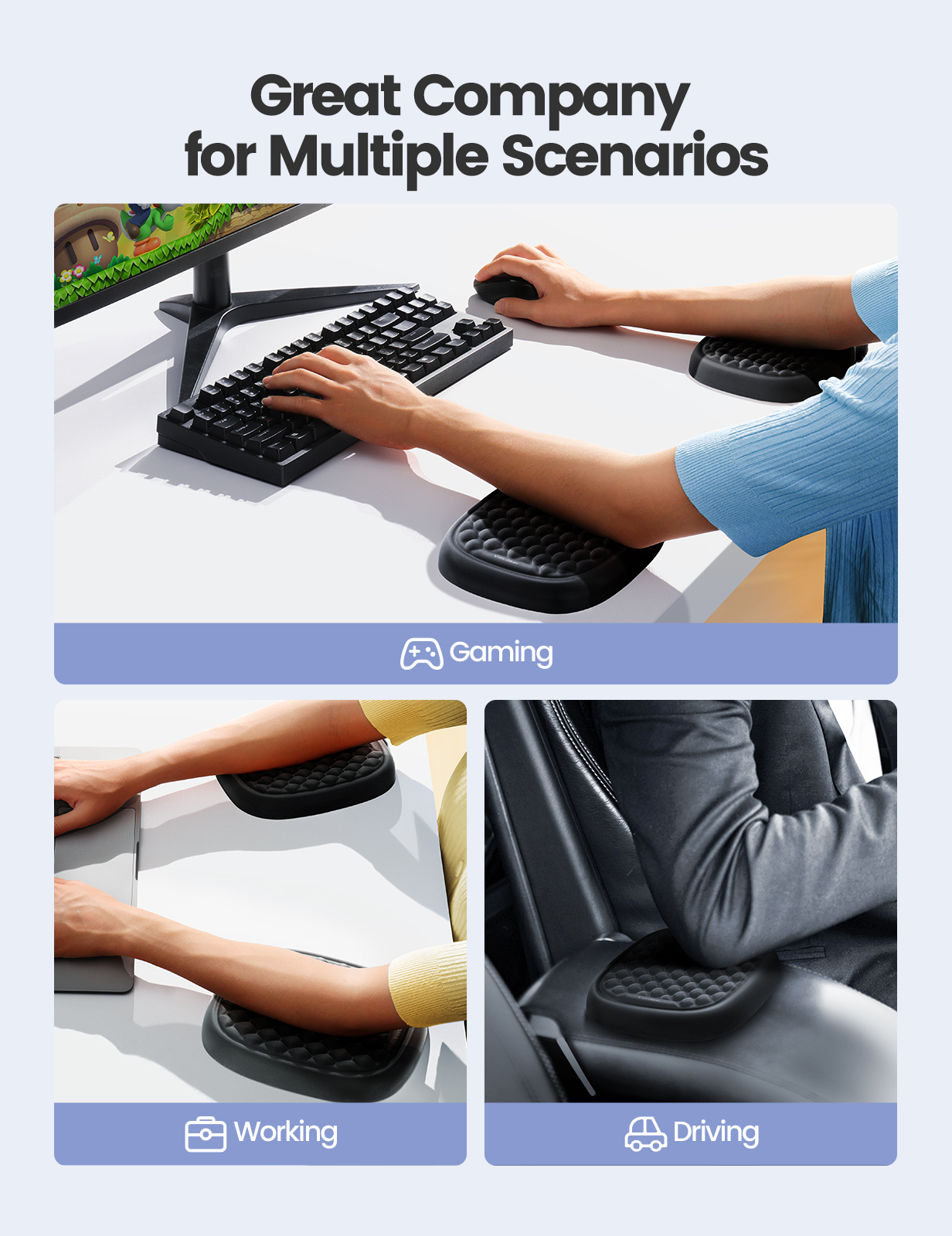 Vaydeer 1pc Elbow Rest Pad, Desk Wrist Rest Armrest, Soft Memory Foam Ergonomic Support, Mouse Cushion Pillow, Wrist Pain Relief