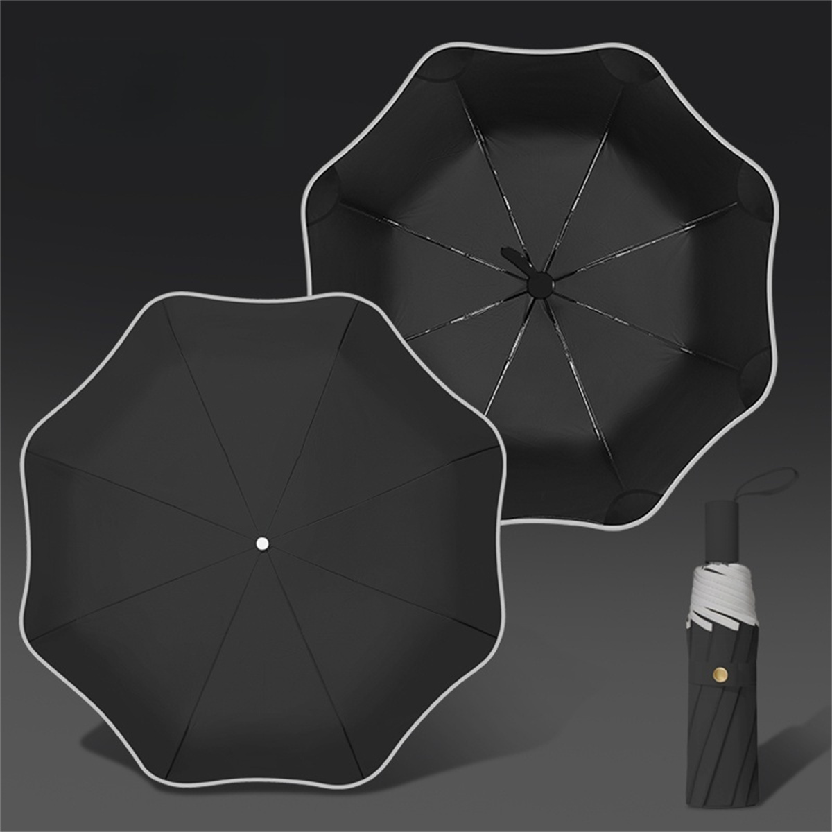 1 Ronde hoekparasol mooie schaduw effen kleur ultralichte UV-bescherming draagbaar voor twee doeleinden effen kleur klein fris klein s: Blauw