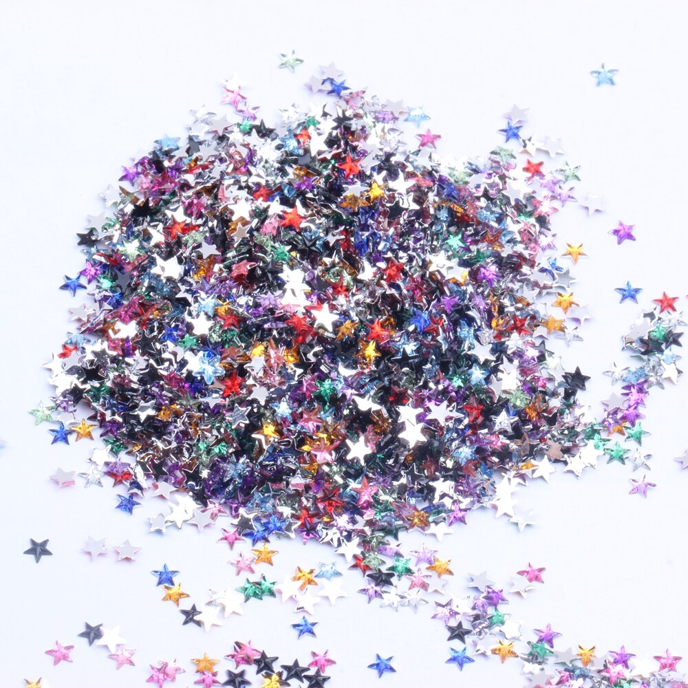 3mm stück mehrfarbige pentagramm-strasssteine mit flacher rückseite aus acryl, acrylaufkleber, perlen /10000 diy-aufkleber 1000 scrapbooking, diy-bastelarbeiten