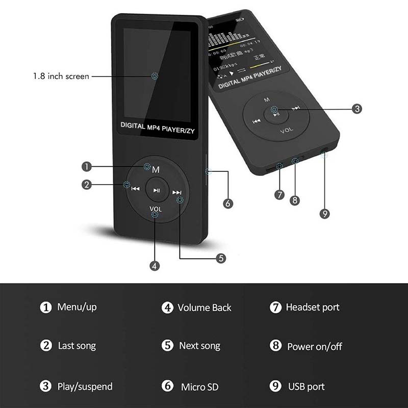 Mp3 Mp4 Player Portable With 1.8 Inch LCD Support Music Video Media Mp3 Mp4 Player