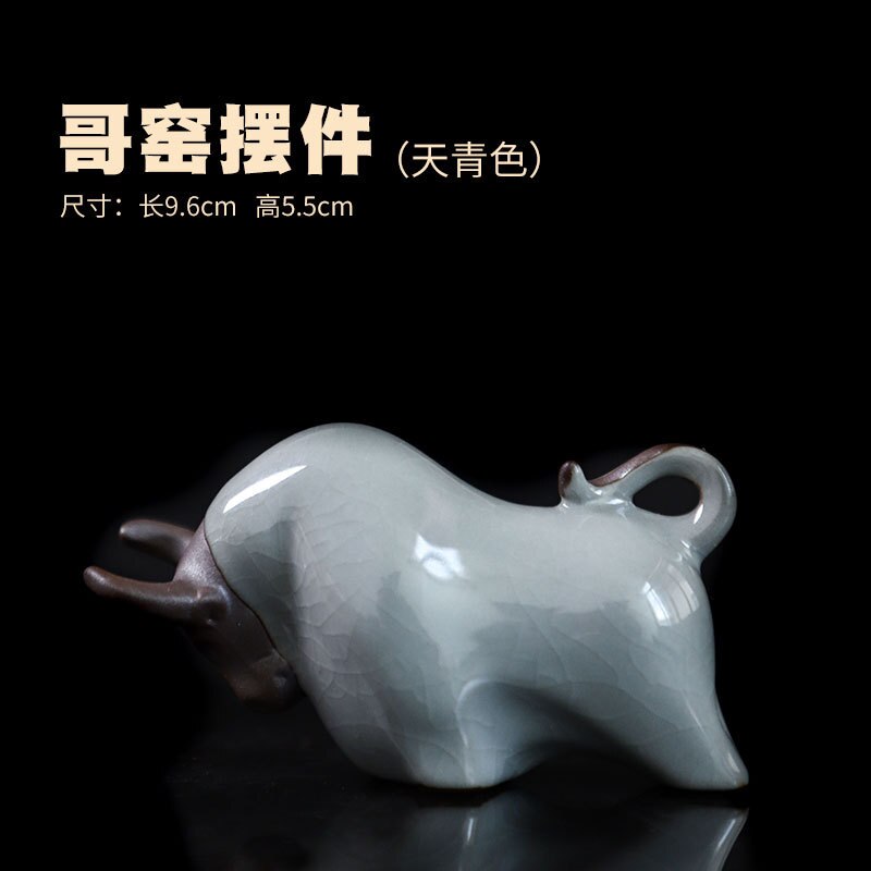 Calf ceramic tea pet ornaments, tea play Ru porcelain can be opened, tea set Kung Fu accessories: A