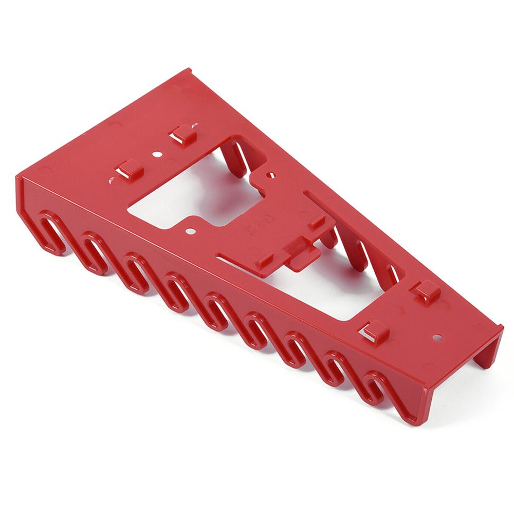 9 Slots Red Plastic Spanner Rack Wrench Holder Storage Rack Rail Tray Wrench Organizer Tools for Walls Pegboard Mobile Tool Cart