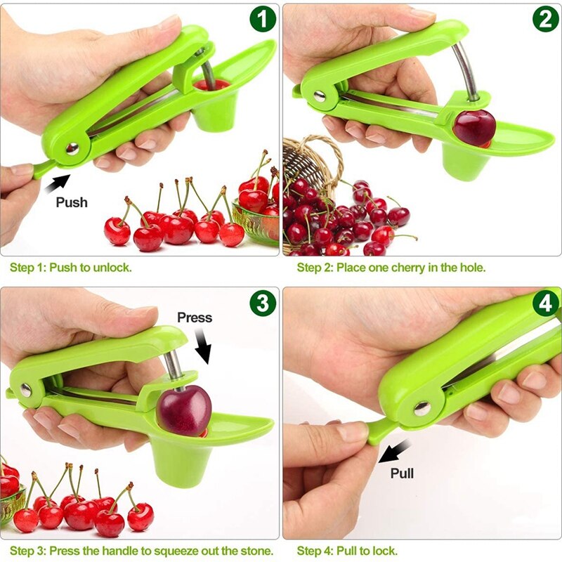 Cherry pitter, cherry pitter remover, cherry stoner pitter cherry corer, bærbart cherry pitter verktøy kjøkkenhjelp