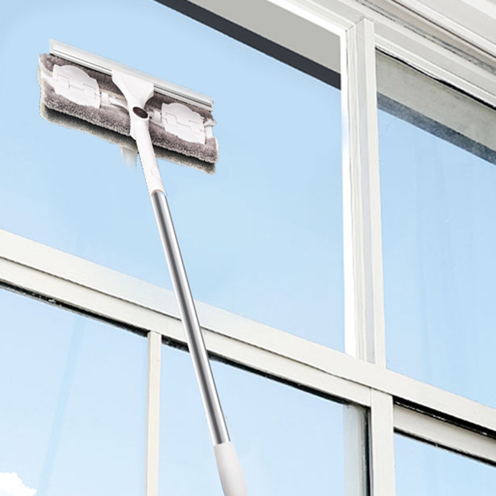 Teleskopisk højrude vinduespudser viskerglas rengøringsbørste dobbelte stærke sider glasrensepensel til vask af vindue