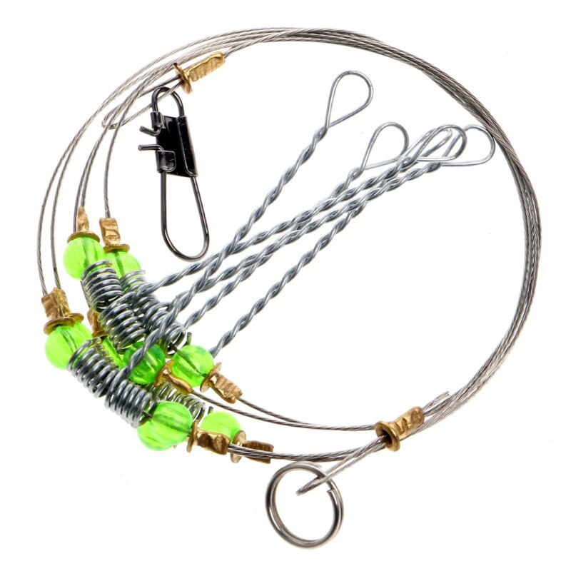 Anti-Winding Swivel String Sea Fishing Hook Steel Rigs Wire Leader Fish Hooks R66E: 5  steel wires
