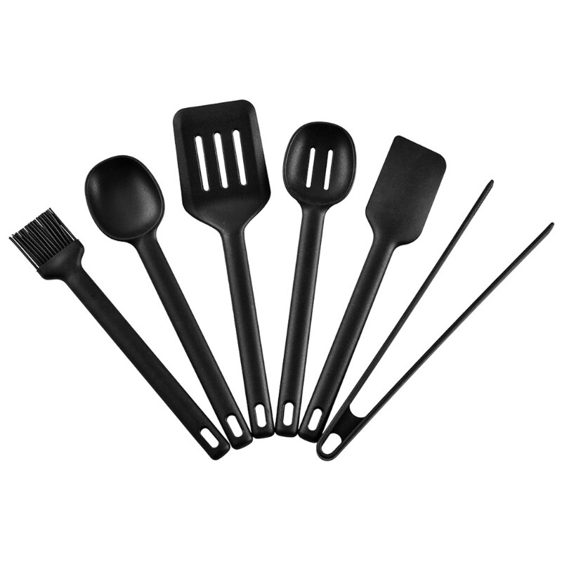 6-piece Set Kitchen Utensils Set Silicone Kitchenware Kitchen Cooking Tools Sets: Black