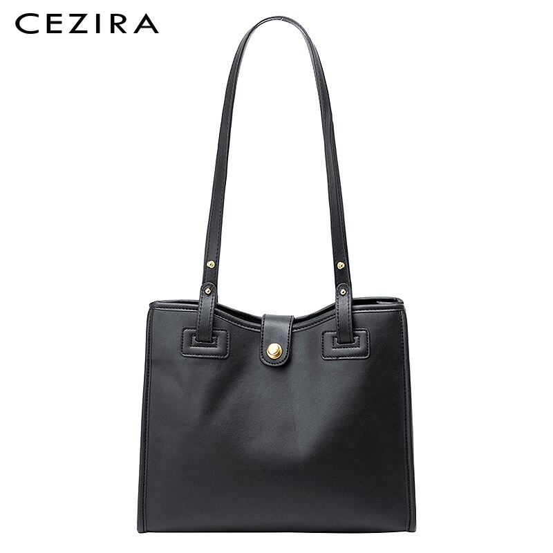 Cezira Pu Vegan Lederen Schoudertas Voor Vrouwen Casual Daily Stijl Effen Kleur Dames Grote Handtassen Portemonnees