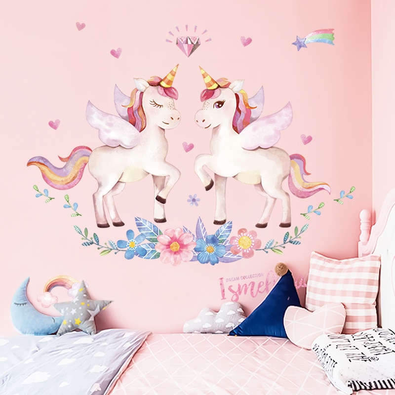 Handwerk Spielzeug Einhorn Wand Aufkleber Kinder Mädchen Geburtstag Wand Decor Schlafzimmer Wand Aufkleber Raum Dekoration Kinder Haus Dekoration 1PC