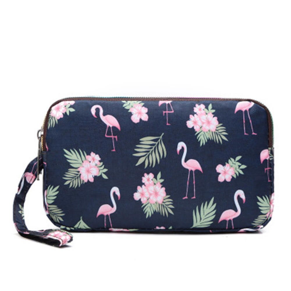 Cartera de dibujo de Flamenco de gran , Cartera de lona con cremallera de 3 capas, monedero de gran capacidad, bolso para teléfono, Cartera de mujer, bolsa de ropa para correr: 2