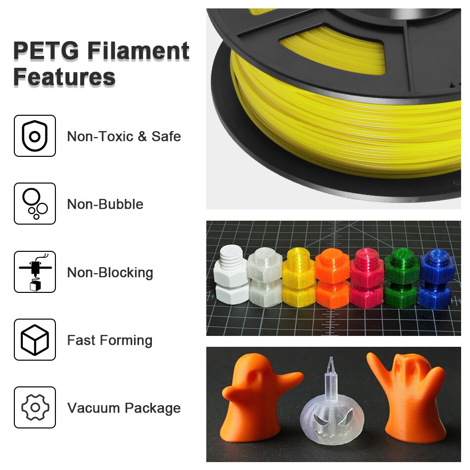 PETG 1.75mm Filament Tolerance +/-0.02mm 1kg 2.2lbs 3D Printer Filament s Spool For Creation DIY With Fast
