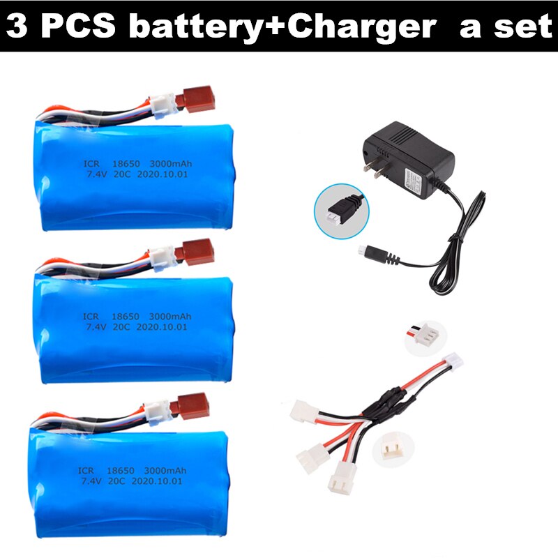 18650 7,4 V 3000MAH Batterie T Stecker für Q46 Wltoys 10428 /12428/12423 RC Auto Ersatzteile Zubehör Wltoys 144001 a959-B A969-B: Gelb