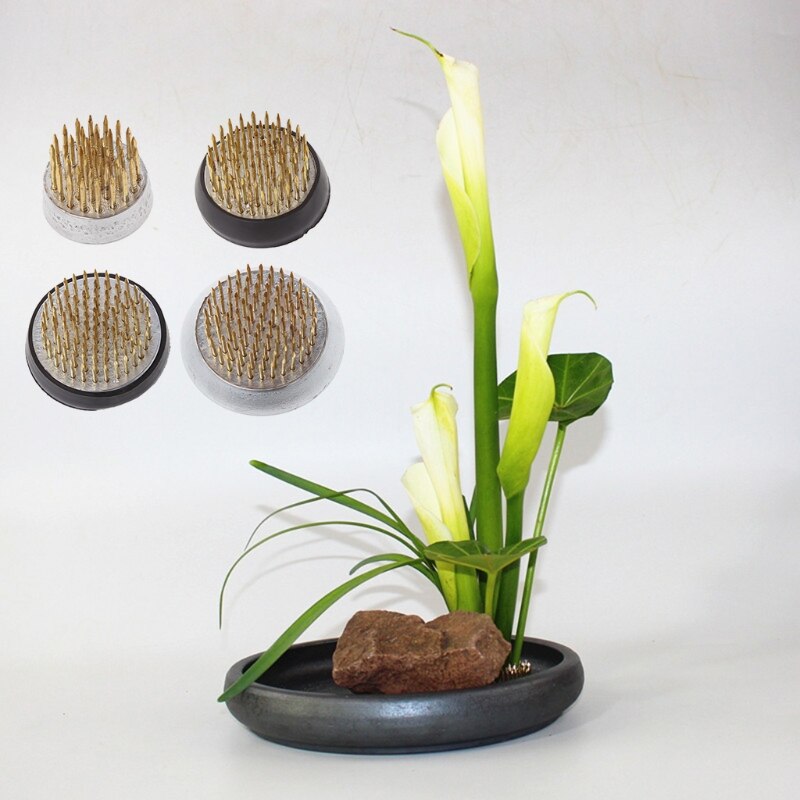 Japanse Ikebana Kenzan Bloem Kikker Voor Bloemstukken Messing Bloemen Schikken Pin Naald Houder Diy Bloem Art Vaste Gereedschap