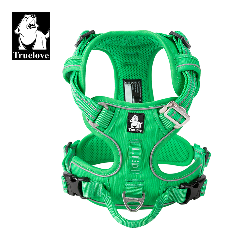 Truelove-arnés de nailon para mascotas, correas con reflectores de 3M, ajustable, aleación de aluminio, para perros grandes, medianos y pequeños, TLH56512: XS / GrassGreen