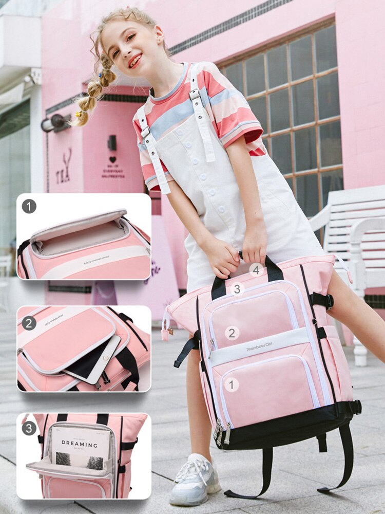 Rainbow girl student bag casual lightweight ridge large-capacity personality waterproof backpack trend shoulder bag