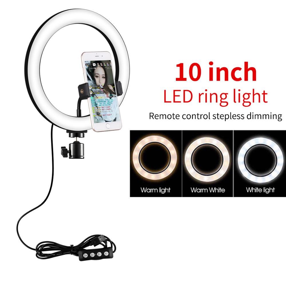 Dimbare Led Selfie Ring Licht Met Statief Voor Mobiele Telefoon Studio Usb Selfie Licht Ring Lamp Grote Fotografie Ringlicht Fs