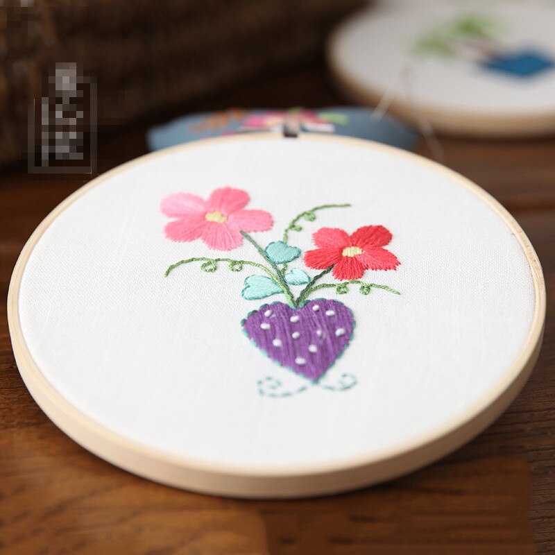 3D Piante Da Fiore di Stoffa FAI DA TE Manuale di Produzione Creativo Ricamo Ricamo A Punto Croce con cornice impostato per I Principianti 8 Stili: D