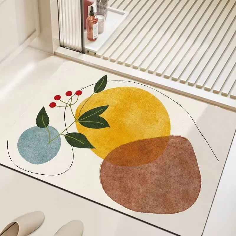 Simple Illustration Pattern Door Front Mat Decoration Home Bathroom Floor Mat: 45x70cm / light yellow