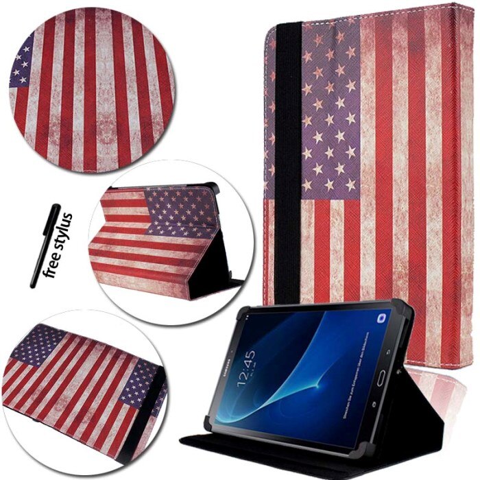 KK&LL para Samsung Galaxy Tab A A6 7,0 T280 T285 )-Funda de cuero para Tablet inteligente: USA American Flag