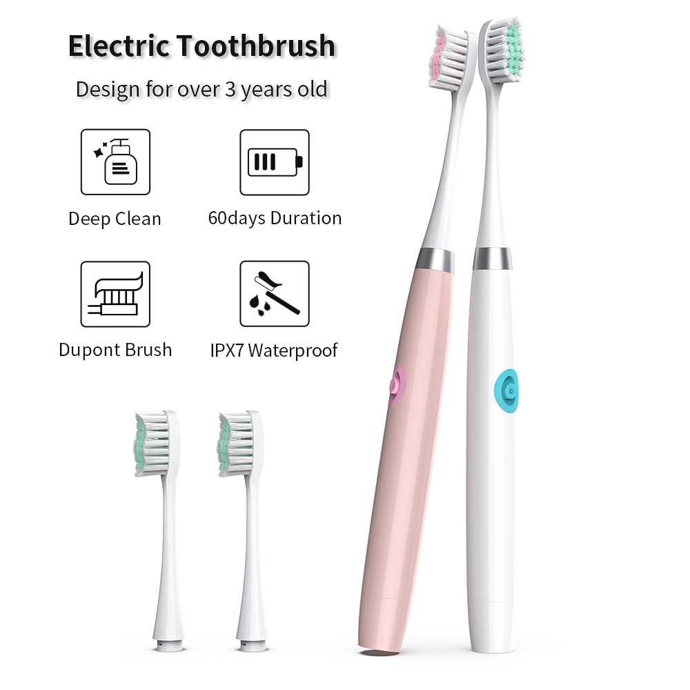 Elektrische Tandenborstel Met 3 Opzetborstels Battery Operated Mondhygiëne Niet Oplaadbare Waterdicht Tandenborstel Voor Kinderen