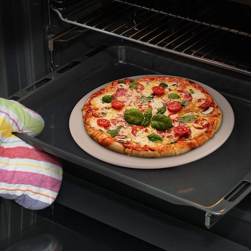Pizza stein, rund pizza stein for grill og ovn, lage pizza, biff, tykk tomme cordieritt pizza panne, matlaging og baking