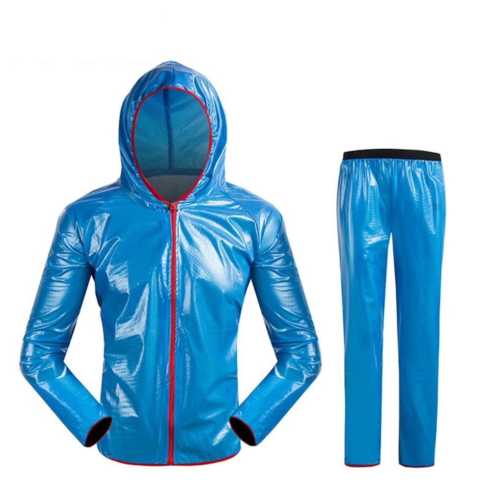 Waterproof Cycling Jacket TPU+MTB Bicycle Bike Raincoat Pants Waterproof Raincoat Suit For Men Women Outdoor Cycling: Blue / XXL