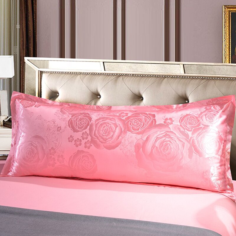 Satin langt sengetøj pudebetræk jacquard blomstermønster blød glat krop pudebetræk maskinvaskbar pudebeskytter: C / 48 x 120cm