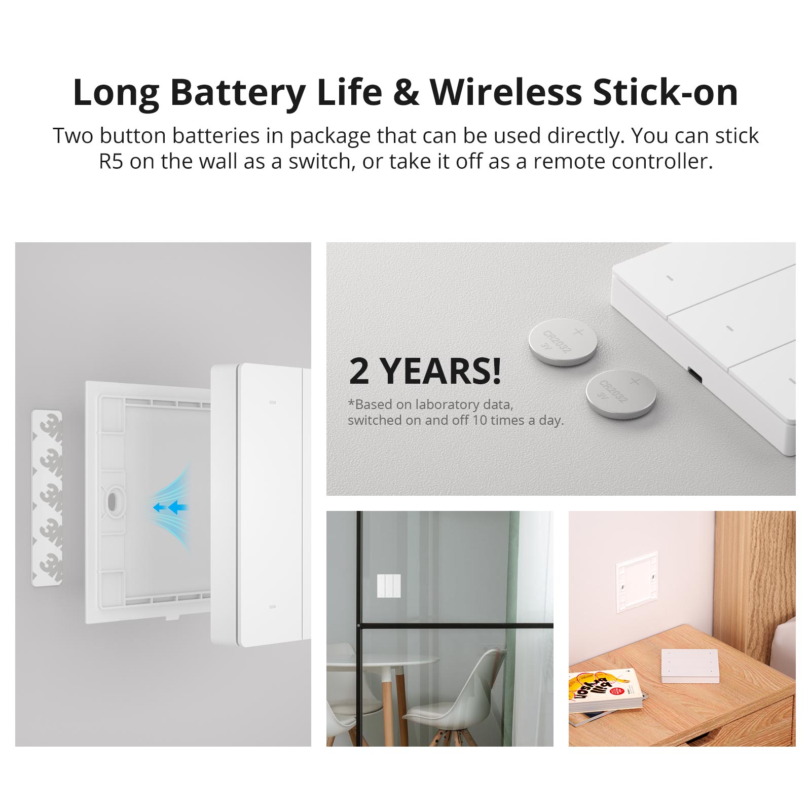 SONOFF SwitchMan R5 Szenen-Regler 6-Tasten-Freiverdrahtungs-eWeLink-Fernbedienung Aufklebbare Fernbedienung funktioniert mit SONOFF M5 / MNINIR4 Clever schalten