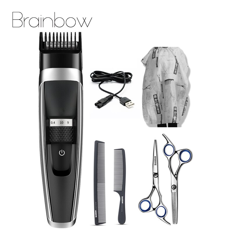 Ensemble d'outils de coiffure brainbow, tondeuse à cheveux électrique, tondeuse à cheveux rechargeable, coupe de cheveux pour hommes, ciseaux à cheveux, peignes, capes