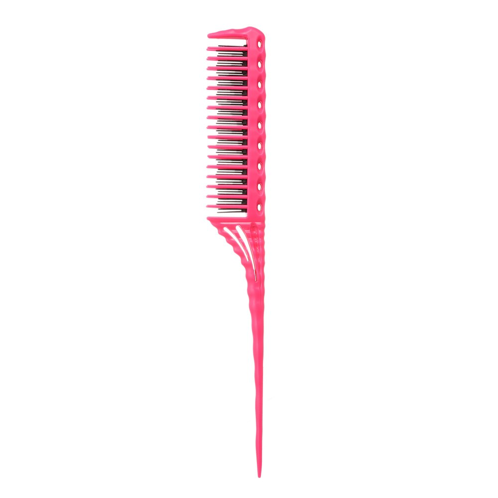 3-Row Teeth Teasing Comb Detangling Brush Rat Tail Comb Adding Volume Back Coming Hairdressing Combs: Pink