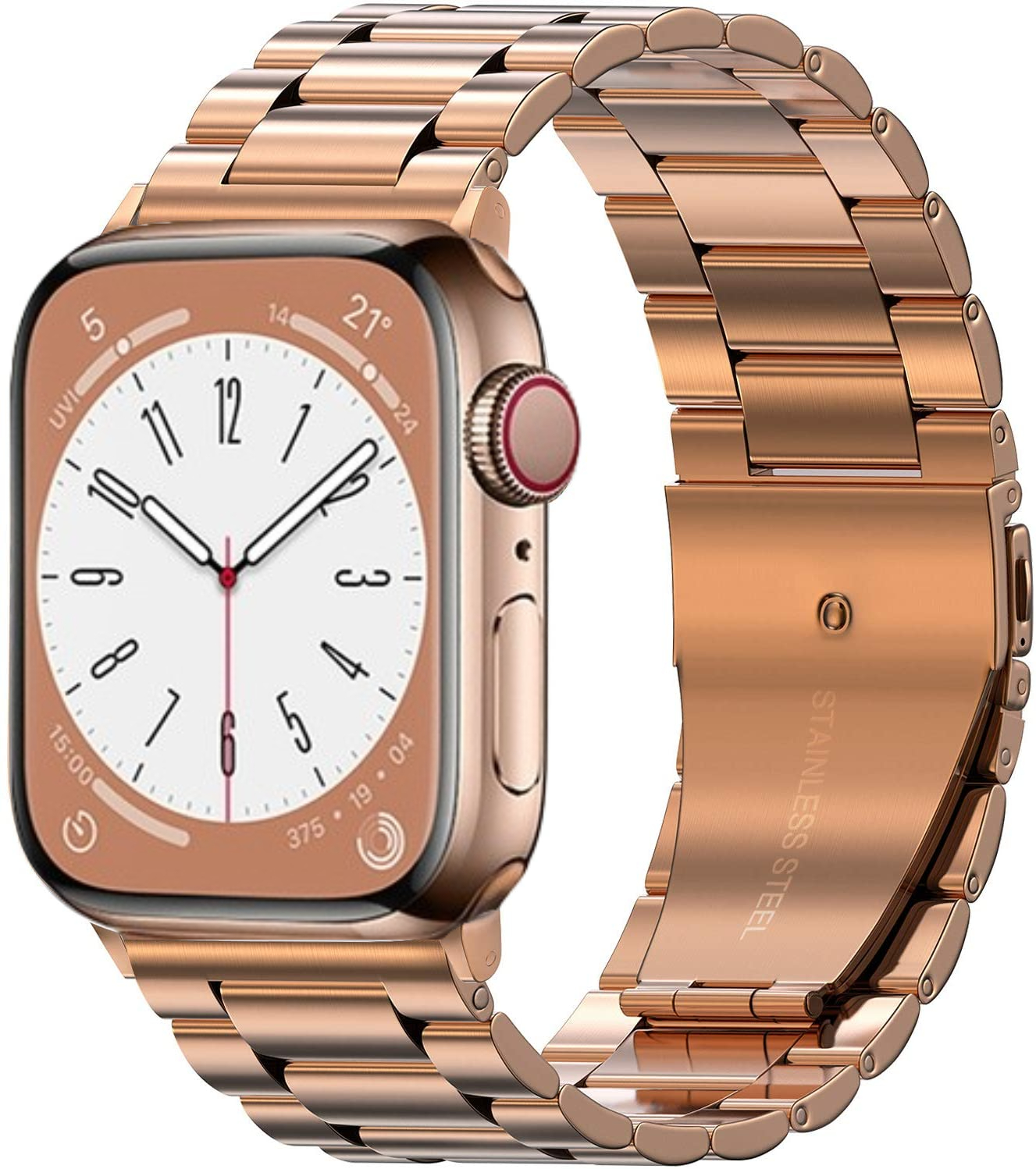 Pulseira de Aço Inoxidável para Apple Watch, Bracelete de Metal, Ultra 49mm, 10mm, 42mm, 46mm, 9mm, 8, 7, 45mm, 41mm, iWatch 6, 5, 4, 3, SE, 44 milímetros, 40 milímetros: Blue pink / 14mm