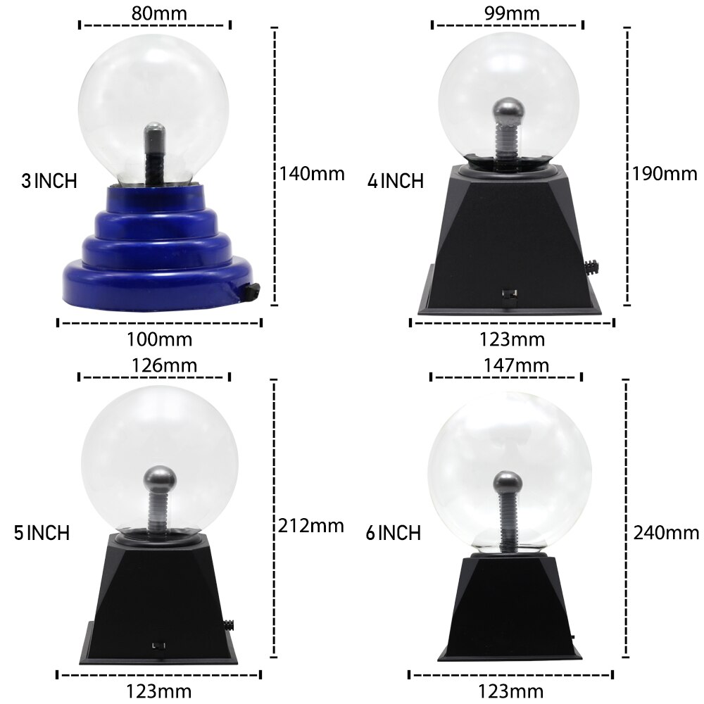 Novelty Glass Magic Plasma Ball Light Electric Lamp 220V 3 4 5 6 Inch Night Light Kids Birthday Christmas Decor Plasma Lamp