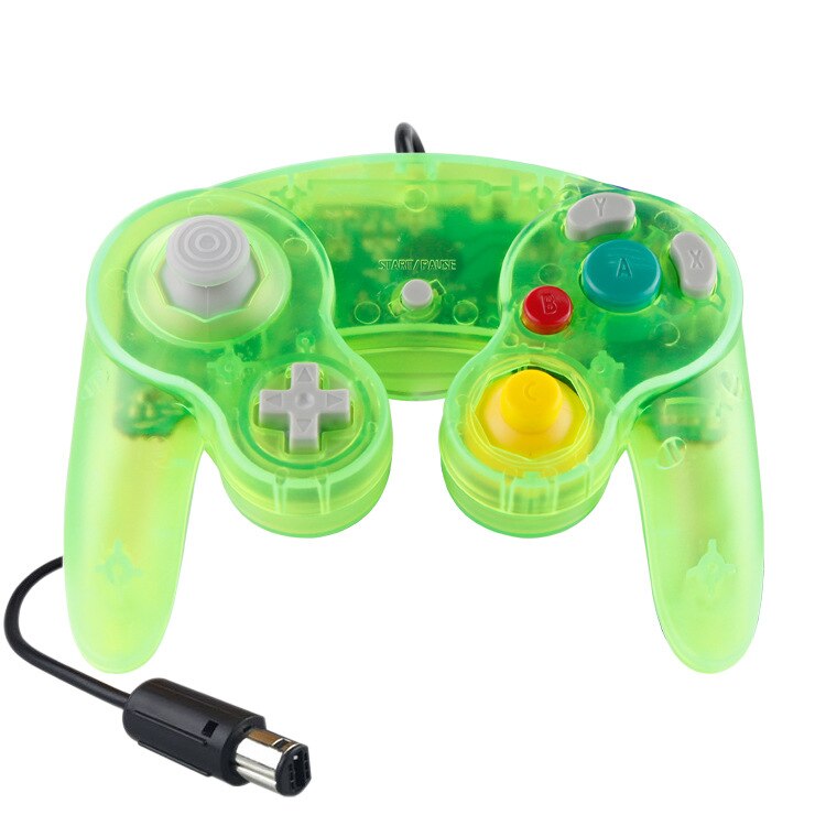 Controlador de jogo com fio para ngc gamepad joystick para cubo de jogo para nintendo clássico gamepad nostálgico para função de vibração ngc: water green