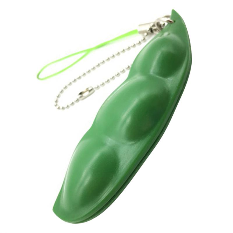 1pc Infinite Squeeze Edamame Bean Pea Expression Chain Key Pendant Ornament Stress Relieve Decompression Toys antistress
